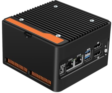 StoneStorm 4-Bay NAS Mini PC Dual 2.5GbE i226-v LAN Ports, 12th Gen. N150 with DDR5 MAX 48GB, 4 M.2 NVMe 2280, Dual 4K Display, 2 USB3.2 10Gbps for Micro Firewall Router/Pocket Computer (Barebone)