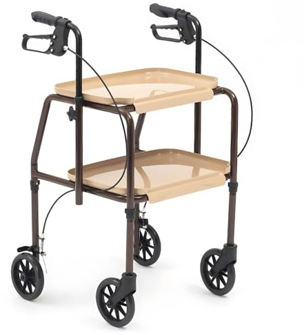 Kitchen Trolley Walker with Lockable Brakes | Mobility Aids Household Rollator | Walking Aids for The Elderly | Indoor 4 Wheel Rollator Trolley Walking Aid