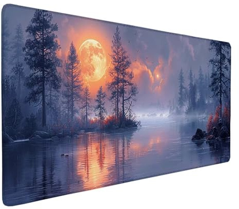 Large Blue Mouse Mat 1500x800x3mm, Waterproof Gaming Mouse Pad Forest Desk Mat with Anti-Slip Rubber Base and Stitched Edges Mousepad Office Accessories for PC, Laptop, Home Office, Gifts -ly2505KR