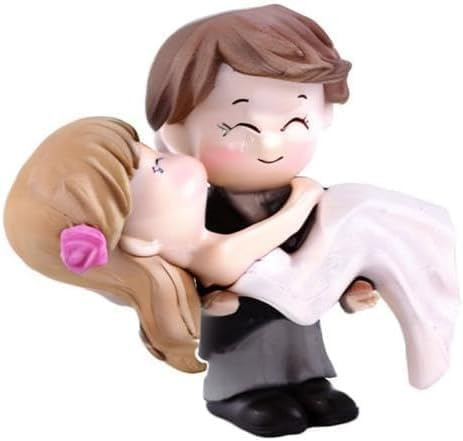 Romantic Wedding Couple Figurines Cake Ornament- Bride & Groom Cake Toppers for Wedding Decorations, Anniversary, Party Presents PVC Statues