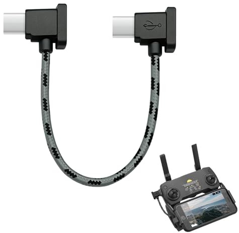 Hemlosk USB C Vers USB-C Câble Nylon Tressé En Pour Contrôleur | Transmission de Données pour Drones, Câble de Données à Angle Droit de Type C,Adaptateur De Dronede de 15 CM pour DJI Mini SE