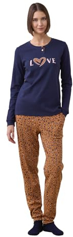 Noidinotte - Pigiama Donna Invernale in Caldo Cotone Articolo Animalier. - M Blu