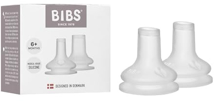 BIBS Baby Bottle Spout 2 Pack - BPA-Free, Round Silicone Teat, Suitable for Newborns & Toddlers 6+ Months