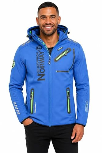 Geographical Norway Giacca Softshell Uomo Royaudb Dsitribrands Production Impermeabile Antivento con Cappuccio per Outdoor Trekking Sci Autunno Inverno Primavera Resistente e Comoda