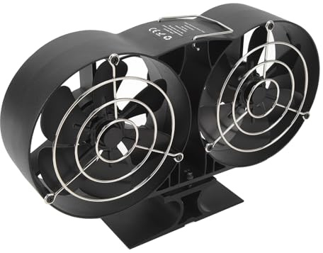 AUNMAS Fireplace Fan Double Motors, Aluminum Circulating Stove Fan for Efficient Airflow and Energy Saving, Ideal for Wood and Fireplaces, Operating Temperature 122°F to 662°F