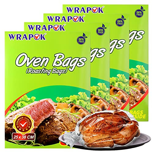 WRAPOK Bratbeutel Kochen Ofen Taschen Kleine - 32 Stück (43 x 55 cm) Für Mikrowellen die Türkei Huhn Fleisch Geflügel Fisch Meeresfrüchte Gemüse