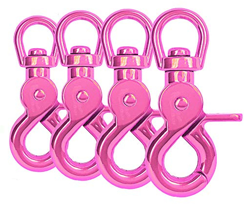 Ganzoo Scherenkarabiner-Haken mit Drehgelenk, Triggerhead Schnappkarabiner für Hunde-Leine, Hundehalsband und Paracord 550, legierter Stahl, Pink, L 60 mm, Öse 10 mm, 4 Stück