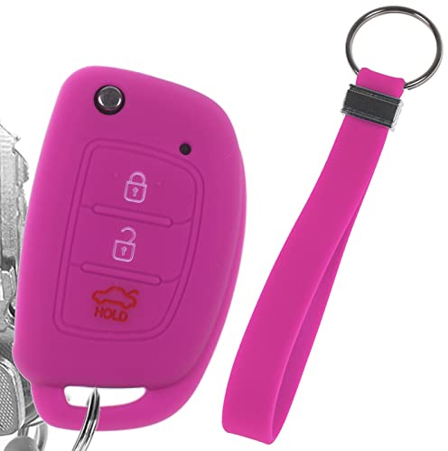 Klapp Schlüssel Hülle + Tag Pink Kompatibel mit Hyundai i10 i20 ix25 ix35 i40 Accent Tucson
