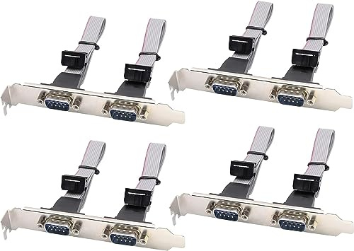 zdyCGTime DB9 Serial Port Bracket an 10 Pin Header Motherboard Kabelan Adapter,10 Pin Female zum 2X DB9 Male Schnittstellen Verbinder Schlitzhalterung.(12 Zoll / 4 Stück)(2 Port)