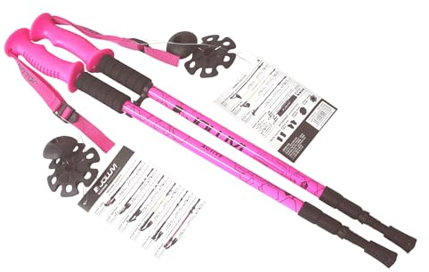 Joluvi Unisex Active Bastones Trekking, 68-135 cm Talla, Rosa Neón/Negro