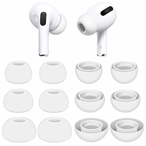 Zsmzzd AirPods Pro Ear Tips Ear Buds, 6 Pairs Replacement Small Medium Large 3 Size Ear Tips Buds Gel for AirPods Pro - S/M/L White 6