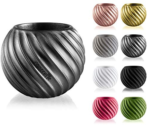 CONCRETTE Blumentopf Blumenkübel Zement-Pflanzkübel Übertopf aus Beton Bauble Wave Ø 7,6 cm | 17 Farben