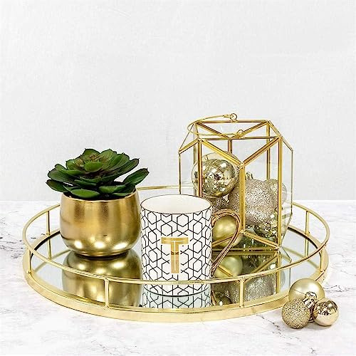 Biznest Gold Round Mirror Tray D37.5Cm X H4.5Cm