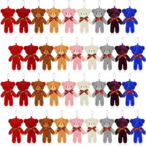 Sumind 36 Pcs Mini Bear Toy 4. 7 Inch Mini Plush Bear Soft Tiny Stuffed Doll for Teens Girls Boys Adults DIY Keychain Valentine Gift Wedding Birthday Party Favors