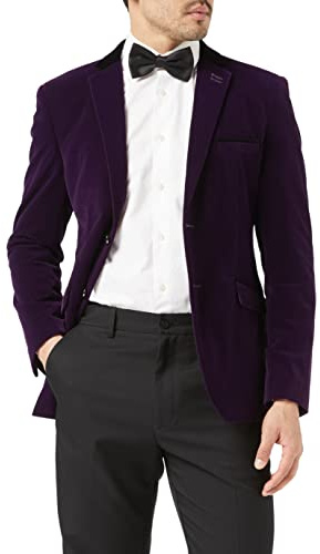TSRMMJ - Mens Soft Velvet Blazer Vintage Styled Retro Smart Party Tailored Fit Evening Jacket
