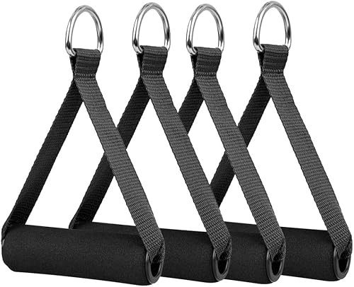 4 Stück Einhandgriff,Latzug Griff für fitnessbänder Set | Widerstandsbänder Griff,Kabelzug Fitness Stoßgriffe,ideal für Workout am Seilzug,Kabelzugstation oder Kraftturm,Übung
