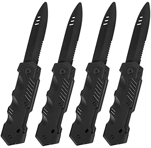 JOLLYSTYLE 4 cuchillos retráctiles falsos – Halloween Prop Plastic Trick Disappear Blade Switchblade Daga