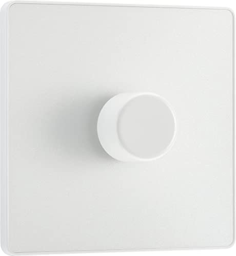 BG Electrical Intelligent Single Wall Dimmer Switch, 2 Way, Screwless Front Plate, Evolve, Pearlescent White, 200W, PCDCL81W