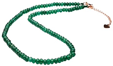 Handgefertigte Perlenhalskette für Damen und Mädchen, blau, rot, weiß, grün, mehrfarbig – Perlenschmuck aus natürlichen Edelsteinen, Heilkristallen (Grüner Smaragd)