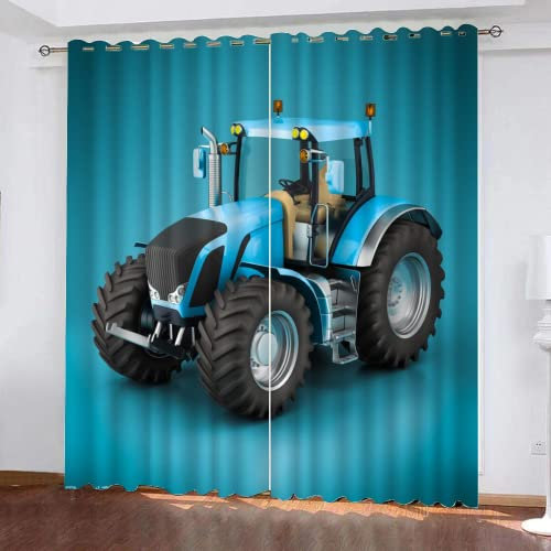 HABEAT 3D Traktor Gardinen Abdunkelnde Cartoon Traktor Kindervorhänge Vorhang mit ösen 2er Set Vorhänge Blickdicht Verdunkelungs für Kinderzimmer Schlafzimmer Wohnzimmer B 200 X H 160 cm