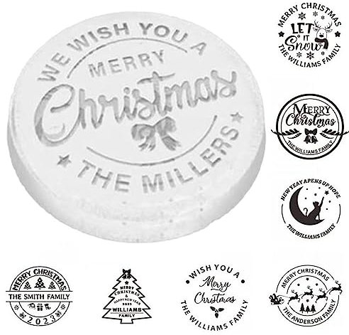 Yiiannda Personalisierte Merry Christmas Cookie Stamp,with Your Family Name Cookie Molds Christmas Family Cookie Stamp Merry Christmas Cookie Cutter Fondant Stamp