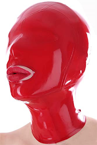 Bondage Maske, Vollmaske Bequem und Atmungsaktiv Latex Maske Fetisch Maske Extrem Sklavin Augenbinde Augenmaske für Cosplay Halloween Maske Maskenball Mode Latex Liebhaber,S,Red