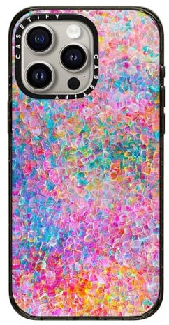 CASETiFY Impact Case for iPhone 15 Pro Max [4X Military Grade Drop Tested / 8.2ft Drop Protection/Compatible with Magsafe] - My Neon Summer - Clear Black