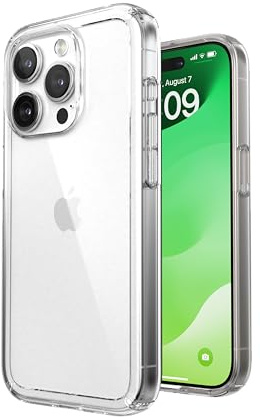 Speck Clear iPhone 15 Pro Case - Slim, MagSafe Compatible, Drop Protection - Scratch Resistant, Anti-Yellowing, 6.1 Inch Phone Case - GemShell Clear