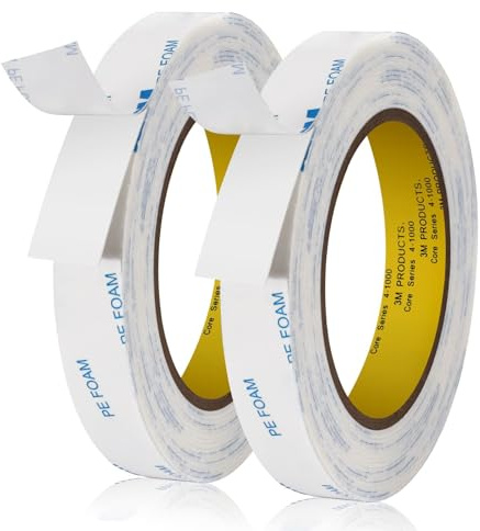 UPINS Doppelseitiges Klebeband, 2 Rollen 5m Doppelseitiges Schaumstoff Klebebänder 1cm x 5m Wasserdichtes Starkes Klebeband Schaumstoffband Streifen für Haus Büro Basteln