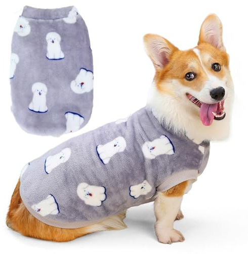 Zunea Flanell-Hundepullover für kleine und mittelgroße Hunde, Corgi-Winterjacke, Mantel, flauschig, Fleece, Welpenkleidung, niedlich, weich, warm, kaltes Wetter, Haustierweste, Dackel, Grau, Größe 4XL