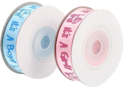 2 Rollen Satinband Für Babyparty-Dekoration, 10 Yards Geschenkband in Rosa Und Blau Mit Kinderfreundlichen Mustern, Ideal Für Diy, Geschenke Und Partyverpackung