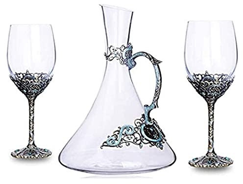 Decanter set Whiskey Decanter Wine Decanter 3-Pieces Whiskey Decanter And Glasses Set, 1500ml Crystal Whiskey Decanter With 4 Whisky Glasses 350ml, Perfectly Gift Boxed Decanter