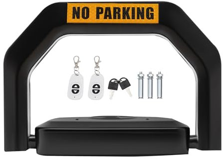 Parkplatzsperre Elektrisch mit Fernbedienung Absperrpfosten Klappbar, 15m Entfernung der Fernbedienung, IP67 Wasserdicht, Intelligentes Alarmsystem, 180° Pufferschutz