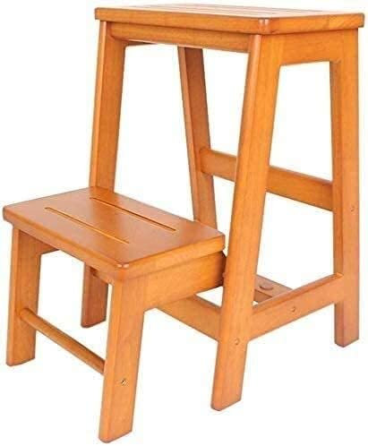Stuhl Klappbarer Kleiner Fußhocker für Erwachsene, Treppensitz, Holzleiter, verbreitertes Eichenholz, Sicherheitsschuhbank, Haushaltsküche, Tritthocker mit Griff, Tritthocker (Farbe: A)