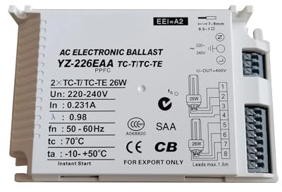 VISIYUBL Ballast électronique for démarrage instantané, Lampe Fluorescente, Ballasts électroniques for Lampes TC-D/DE 13W TC-T/TC-Te 26W, YZ-213EAA YZ-226EAA(YZ-226EAA)
