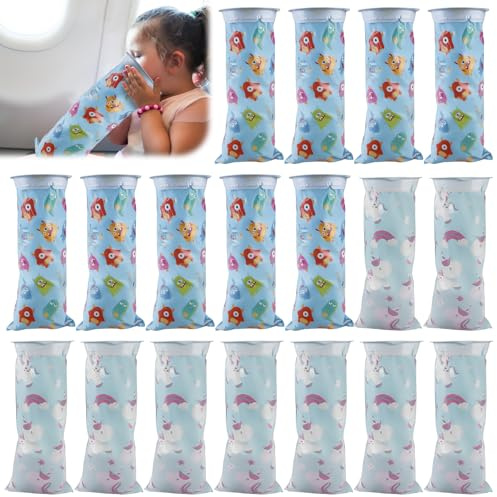 GOMETY 18PCS Spuckbeutel, Kotztüten Auto Kinder, 13 * 13 * 2 cm kotzbeutel mit Ring, Für Übelkeit und Erbrechen im Auto und Unterwegs,700 ml Unterwegs Spucktüten, Null Geruch, Reißfester&Sicherer