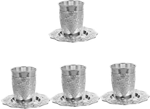 Garneck 4juegos Copa Havdalah Plateda con Platillo Accesorio Judaico para Shabbat y Festividades Copa De Vino Elegante para Celebraciones Especiales