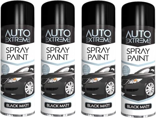 DIOXSTAR All Purpose Black Matt Spray Paint, Easy To Handle And Store, Compact Design, Durable Matte Finish, Long-Lasting Durability, Interior And Exterior Usage, 250 ML (4 PCS)