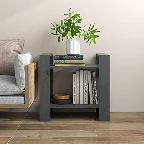 Buzaza Bücherregal/Raumteiler Regal BüCherregal Raumteiler Regal Bookshelf Buchregal Grau 60x35x57 cm Massivholz Kiefer