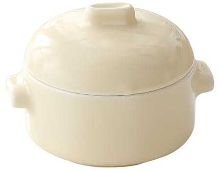 Dowbom Piccola ciotola da zuppa con coperchio, 180 ml, adatta al forno a microonde, tazze da brodo (bianco)