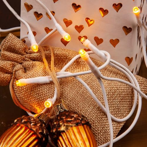 hellum 100-tlg. mini LED Lichterkette mit Stecker und weißem Kabel, Lichterkette innen 100 warmweiße LED, mit beleuchteter Länge 14,85 m < 59 lm 151671