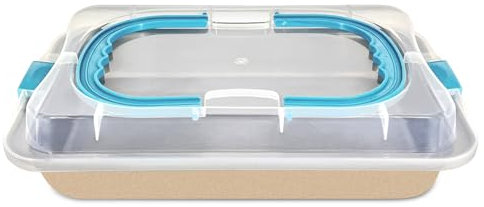 Teglia Rettangolare Antiaderente con Coperchio Vassoio da Forno Portatile con Manico per Impasto Pane Torta Conservazione Alimenti Teglia In Acciaio al Carbonio per Baguette Focaccia etc 36,8cm