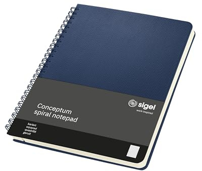 Sigel Conceptum Premium Spiralblock A5 Kariert 80 Blatt Blau | CO826, sehr stabiler Hardcover-Einband mit Einsteckfach, aus nachhaltigem Papier