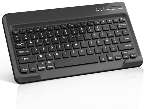 FOGARI Clavier Tablette Bluetooth 12 Pouces - AZERTY Français Clavier Léger Fin Keyboard pour iPad Pro Samsung Galaxy Redmi/XiaomiPad HuaweiPad HonorPad Fire HD, pour Android/iOS/Fire OS - Noir