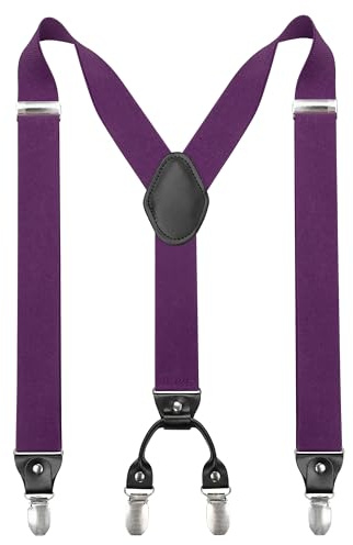 JEMYGINS Tirantes para hombre de 3,5 cm de ancho con 4 clips en forma de Y, elásticos y ajustables en longitud, Lila., M
