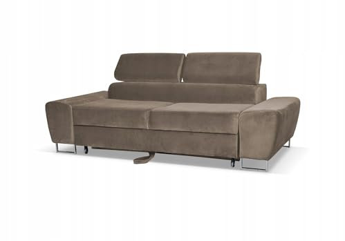 Family Meble Sofa, Modell Bosso, Modernes Veloursofa, Zweisitzersofa, Relaxsofa, Loungesofa, Fernsehsofa, Bequemes Sofa, Rückenlehne verstellbar, Für Wohnzimmer, Esszimmer, Schlafzimmer, Braun