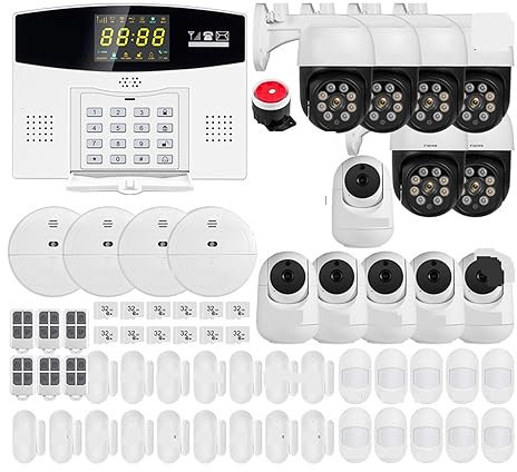 Sistema Allarme Casa, Kit Di Allarme Intelligente Tuya GSM Antifurto Di Allarme Domestico Intelligente Display LCD A Colori Telecamera IP Di Sicurezza Da 3 MP ,per la sicurezza domestica(W210 Alarm Ki
