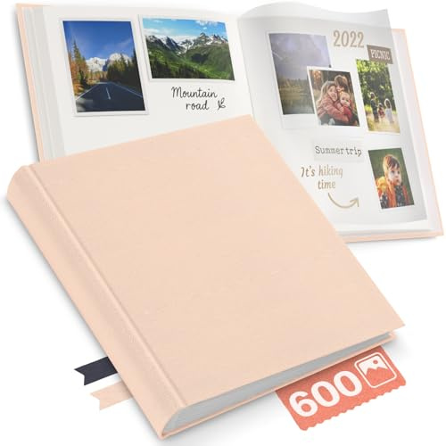 ACROPAQ Fotoalbum zum Selbstgestalten und Einkleben - Fotoalben 30x30 cm, 100 Seiten mit Pergamin-Trennblättern, Bis zu 600 Fotos, Fotobuch für Hochzeiten, Babyfotos & besondere Momente - Beige