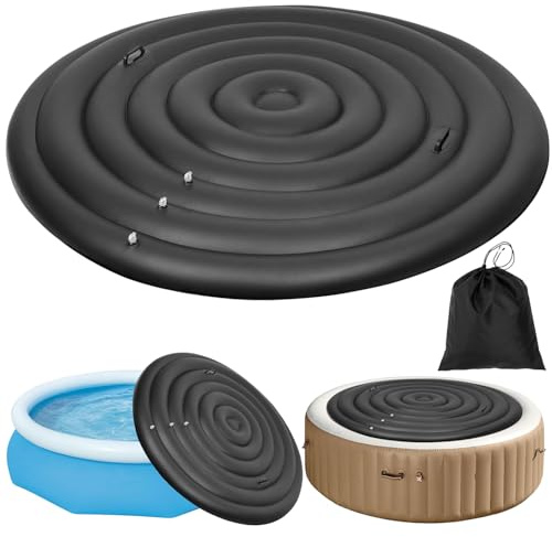 4-6 Ft aufblasbare Whirlpool-Abdeckung rund mit Griff 48-72 Zoll energieeinsparende Spa-Abdeckung mit schnell und einfach aufblasbarem Ventil, winddichtem, regenisoliertem Deckel, der die Wärme hält