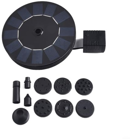 Eawfgtuw Bomba de fuente flotante alimentada por energía solar para jardín, estanque, baño de pájaros, estanque pequeño, función de agua al aire libre con 6 accesorios de boquilla